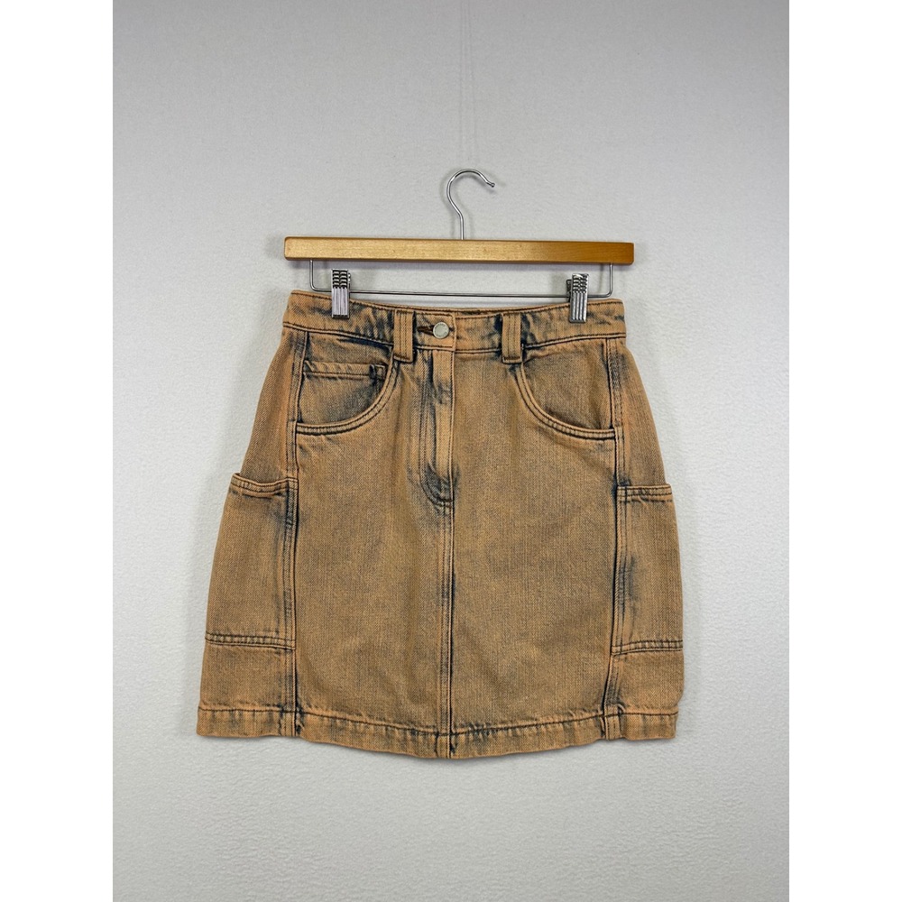Utility Gorpcore Banana Republic Womens 2 Orange Acid‎ Wash Denim Mini Skirt